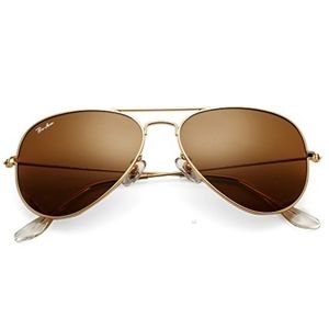 Ray-Ban Gold and Brown Aviator Sunglasses